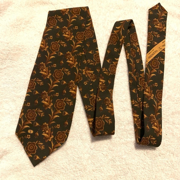 VALENTINO CRAVATTE Floral Silk Neck Tie Made in Italy - Picture 2 of 9